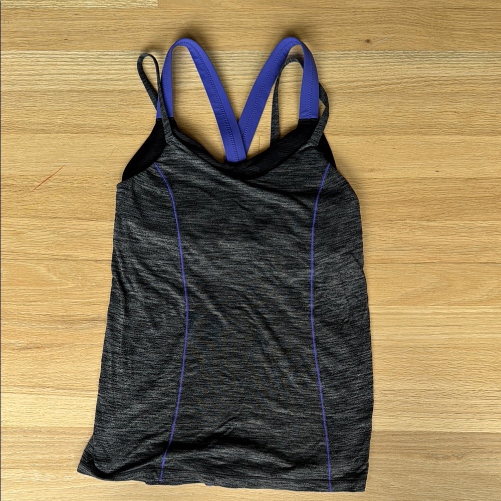 Lululemon Athletica Black and purple Fitted Backless Tank Top